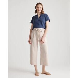 Quince Organic Cotton Gauze Roll Sleeve Shirt in Indigo Blue Womens Medium